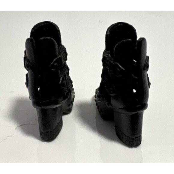 Barbie Boots Black Heeled Boots With Triple Strap & Studded Details - Picture 3 of 6